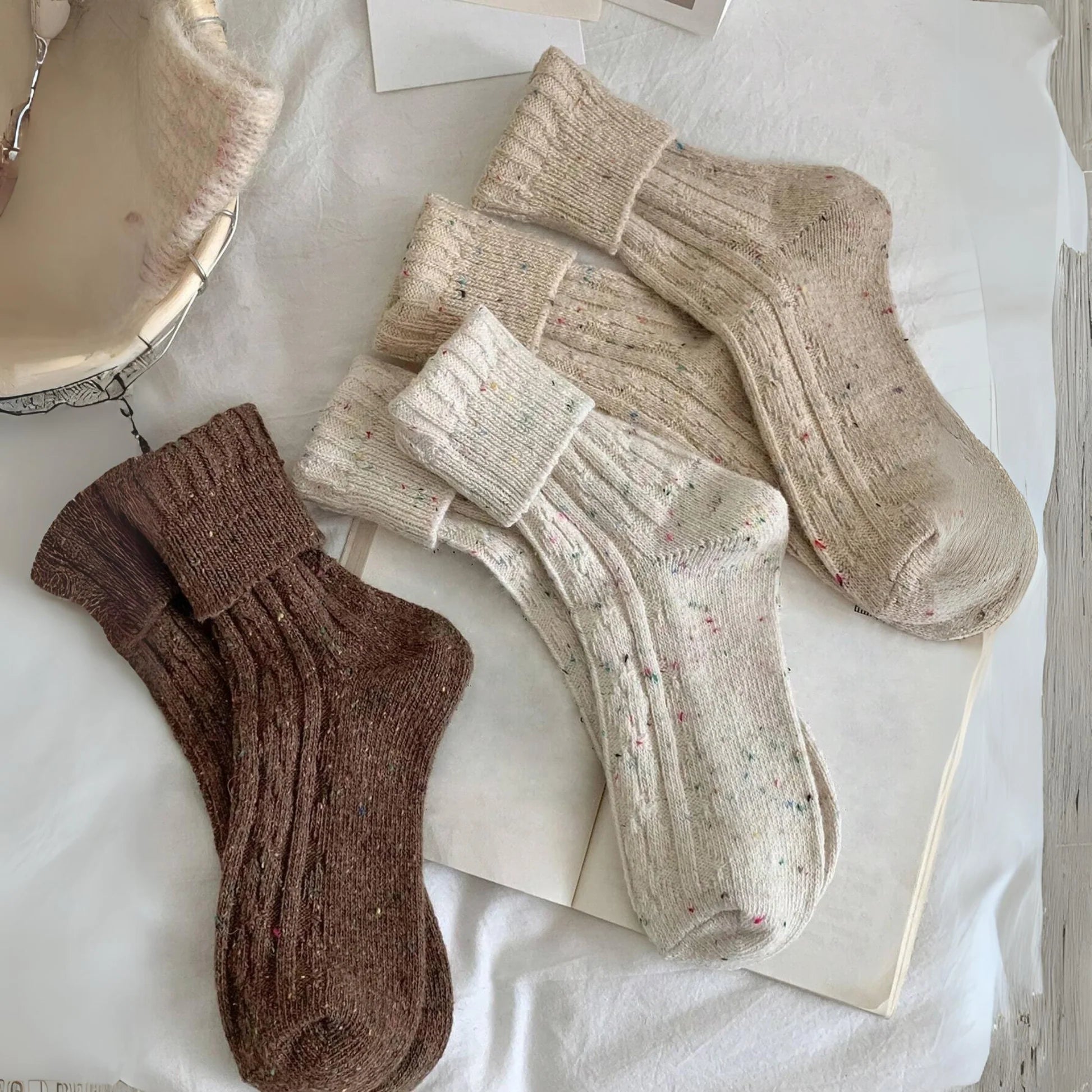 3 Pairs of Neutral Wool Socks