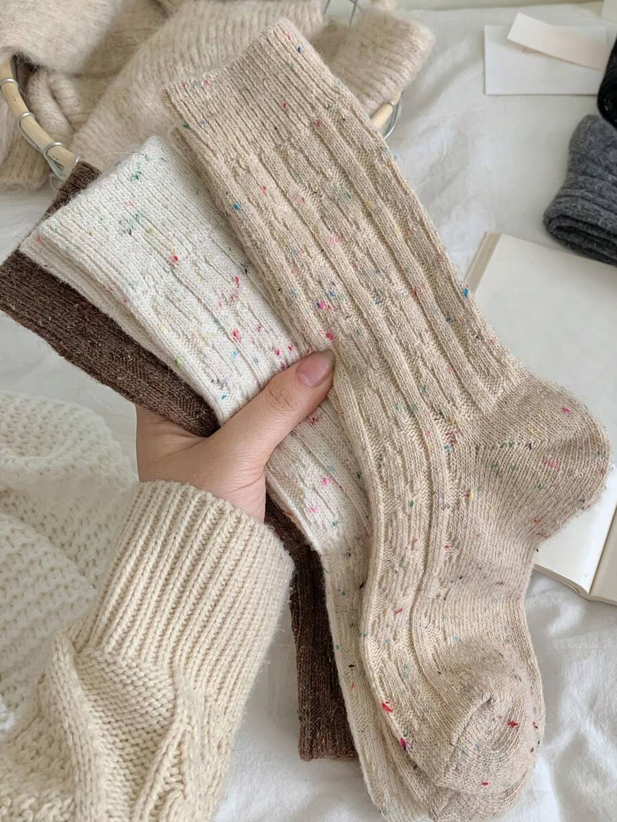 3 Pairs of Neutral Wool Socks