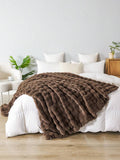 Coffee Brown Rabbit Fur Plush Blanket