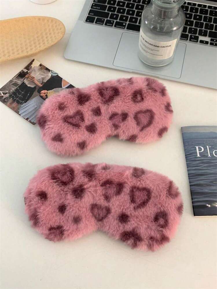 Plush Pink Leopard Eye Mask