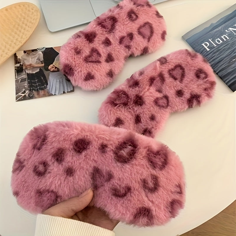 Plush Pink Leopard Eye Mask