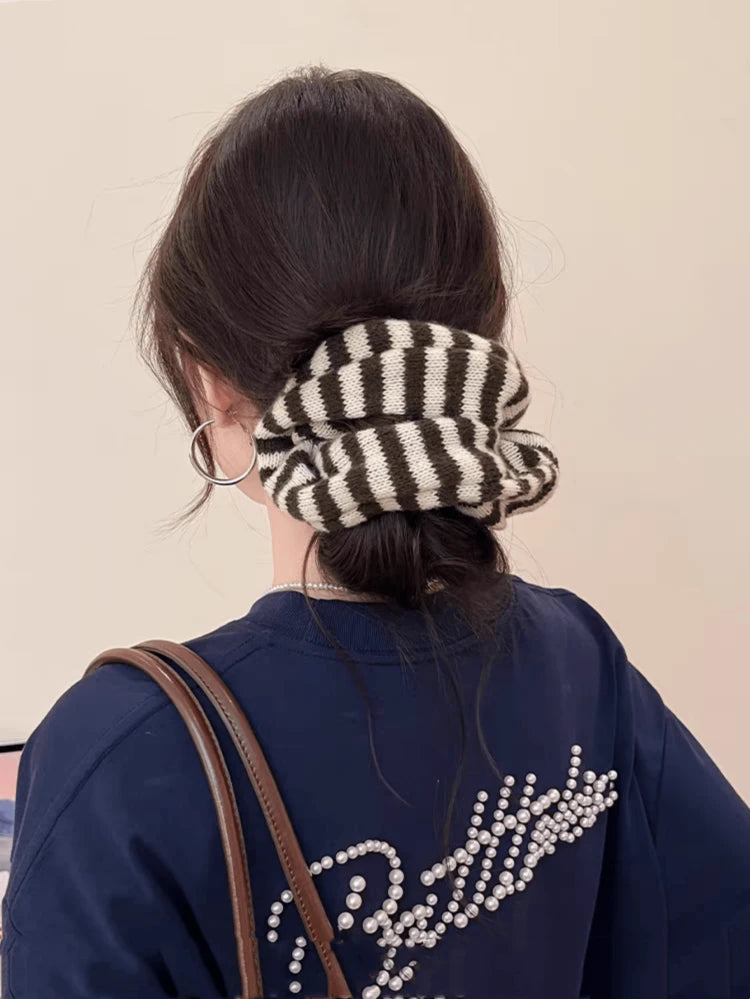 Striped Knitted Scrunchie