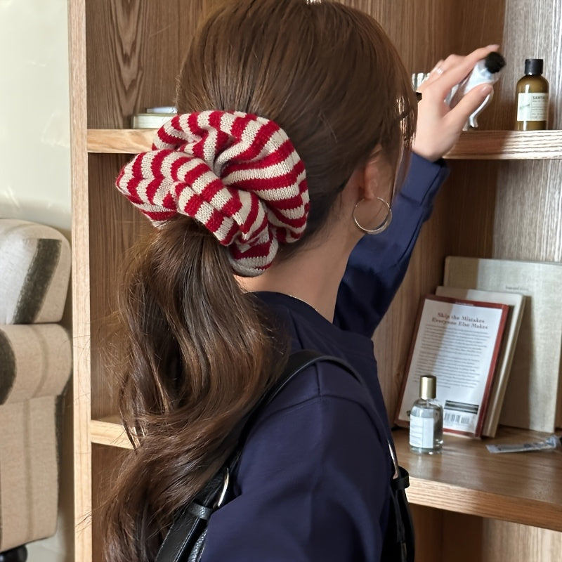Striped Knitted Scrunchie