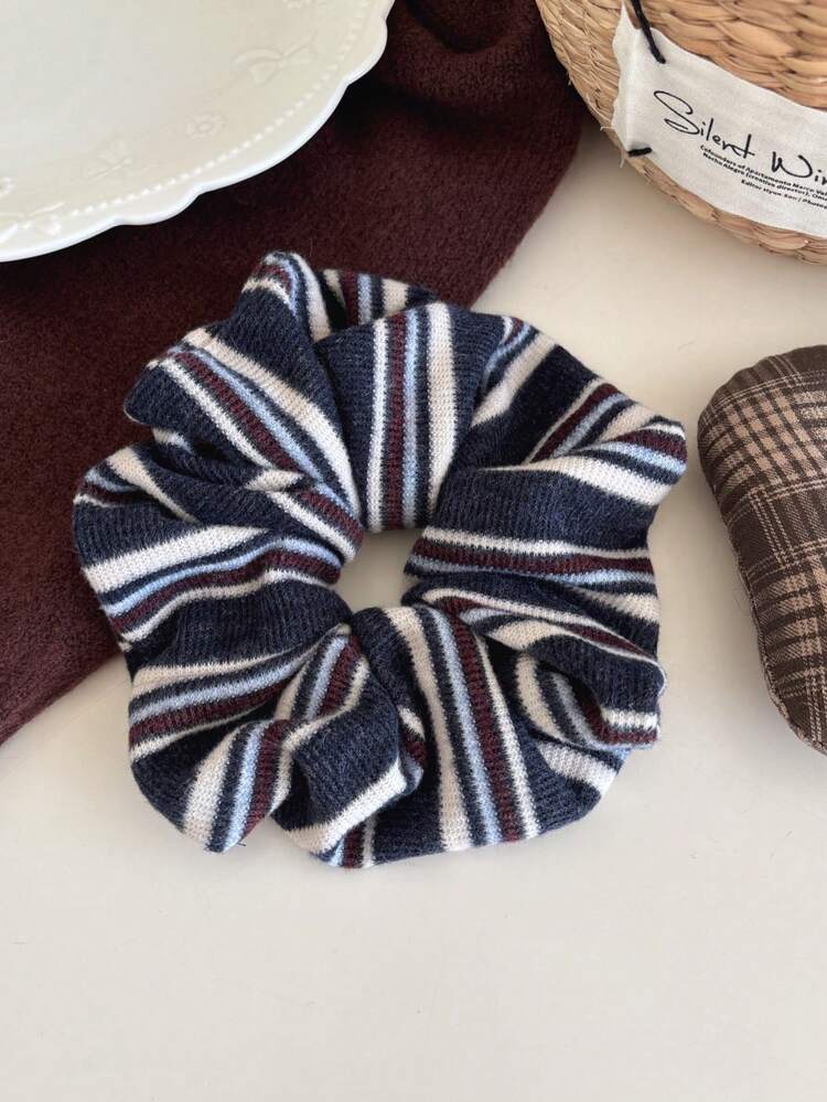 Striped Knitted Scrunchie