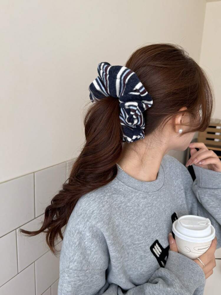 Striped Knitted Scrunchie