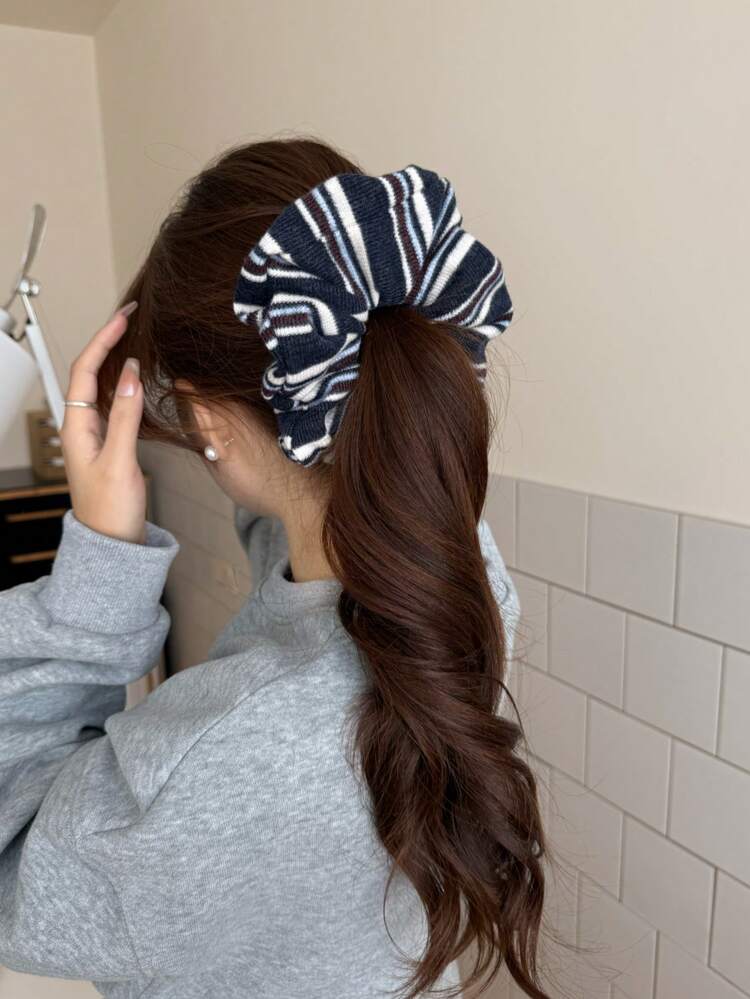 Striped Knitted Scrunchie