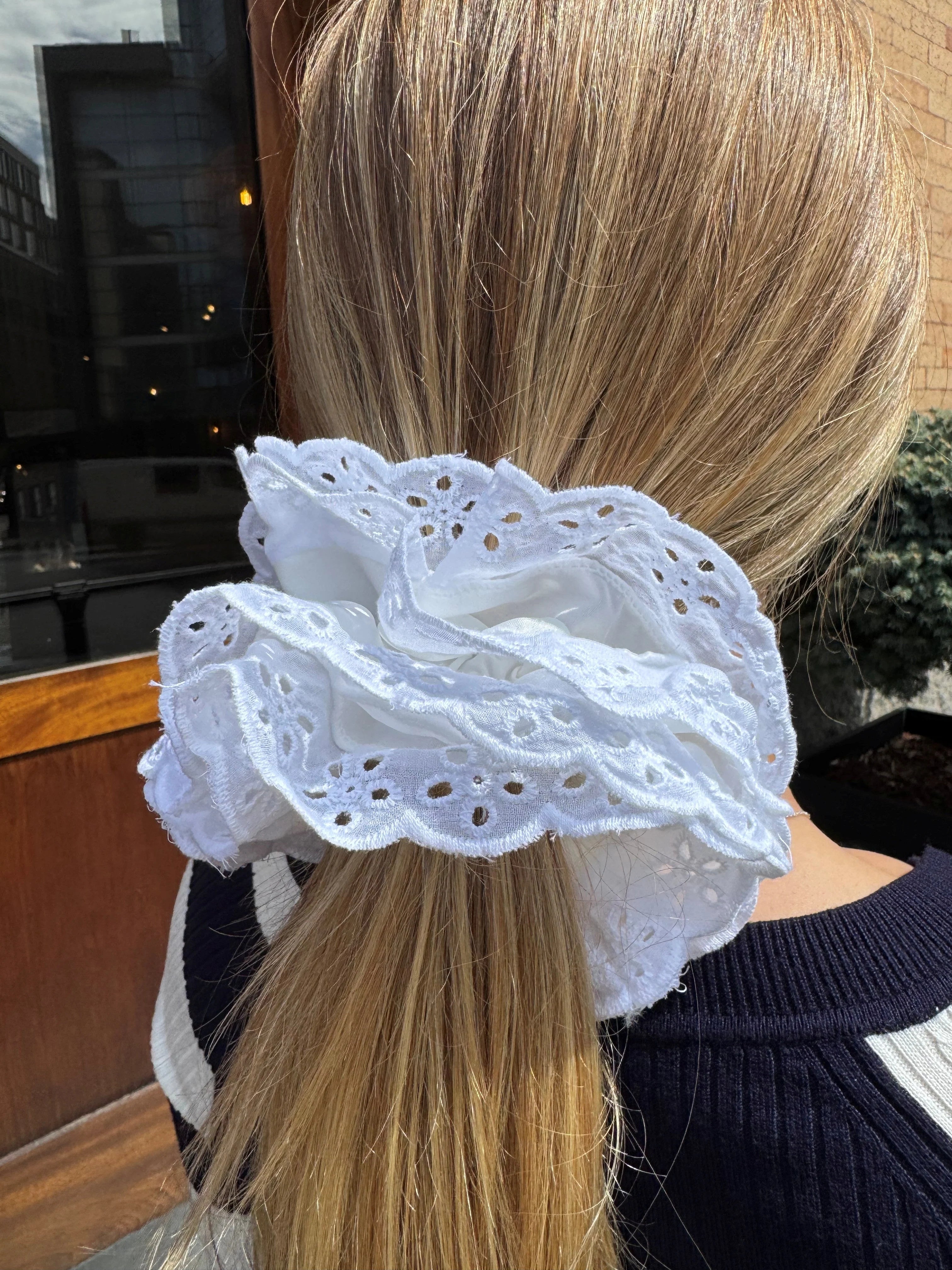 White Lace Layered Scrunchie