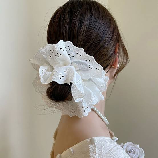 White Lace Layered Scrunchie