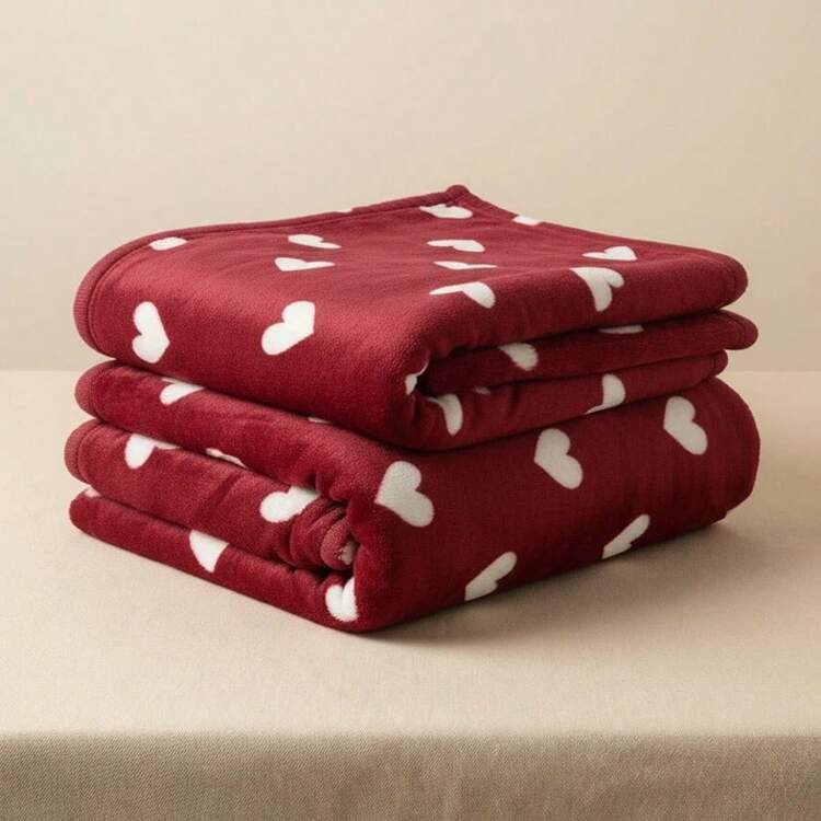 Red Heart Print Blanket