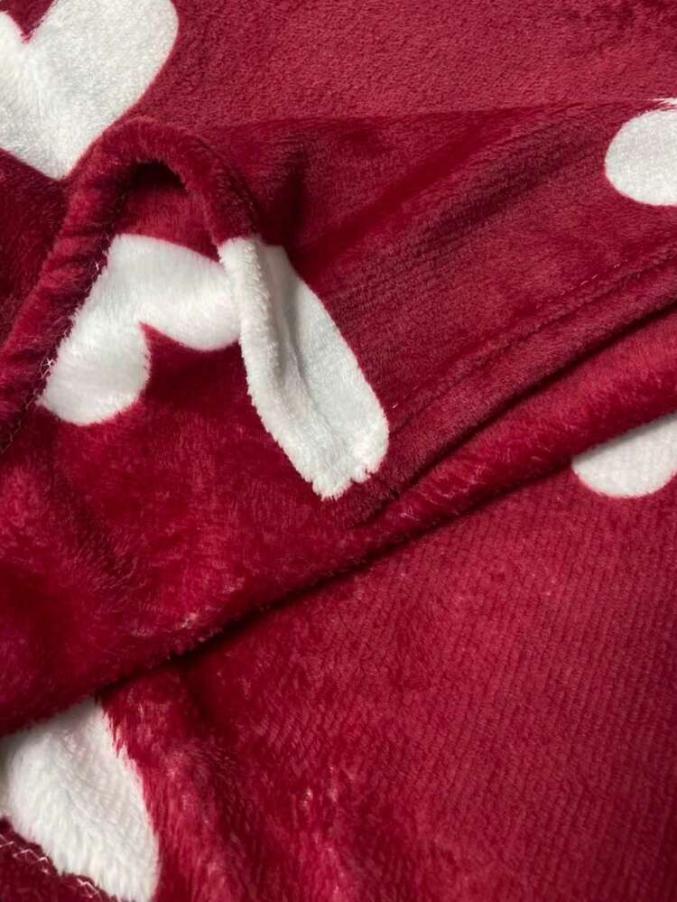 Red Heart Print Blanket